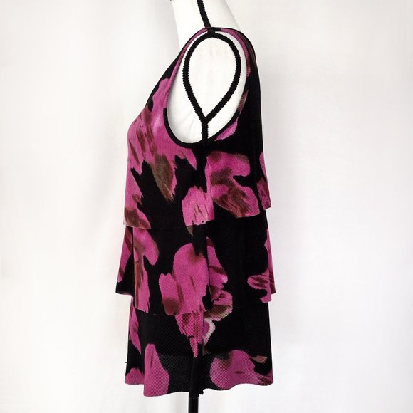 Notations Black Textured Ruffled Tiered Sleeveless Blouse Size M - Picture 5 of 10